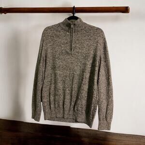 Hawker Rye Mens Sweater Mock Neck Cotton Cashmere Quarter Zip Grey/Black Size M